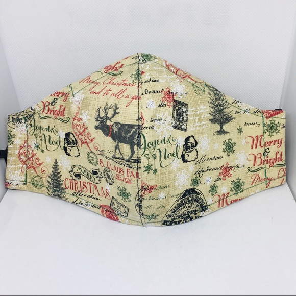 SANTA CLAUS FARMS 100% COTTON 3-LAYER MASK+LANYARD - Picture 1 of 9